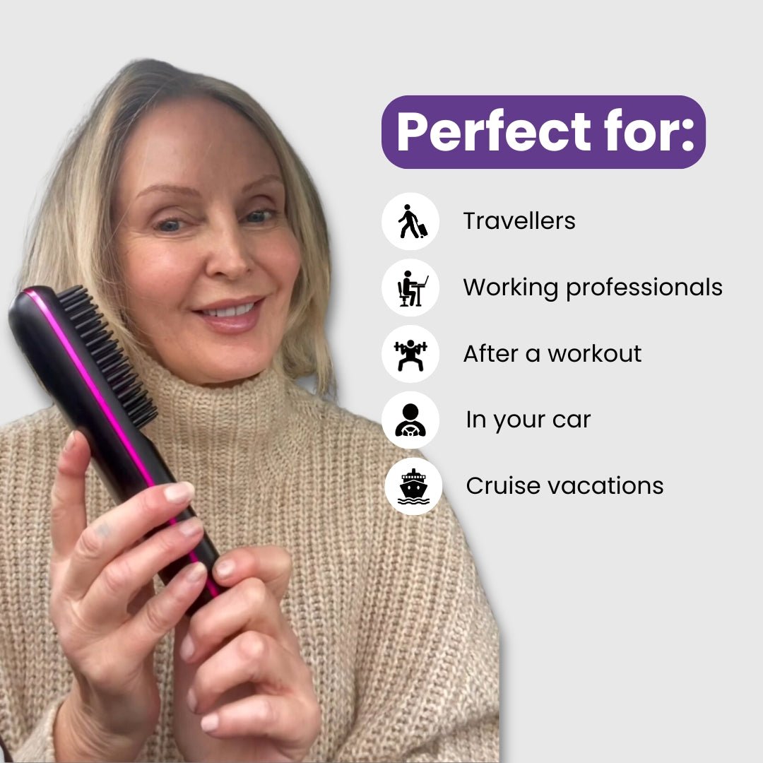 [NEW] FLOWN Portable Straightener Brush - GoBrush PRO + Free Leather Pouch