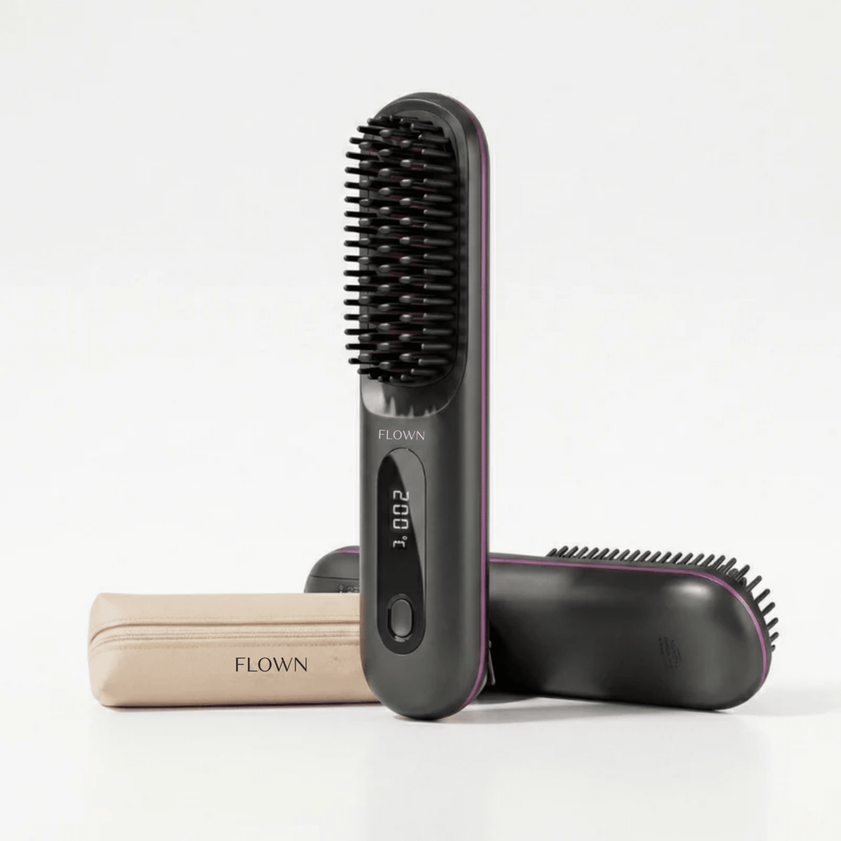 [NEW] FLOWN Portable Straightener Brush - GoBrush PRO + Free Leather Pouch