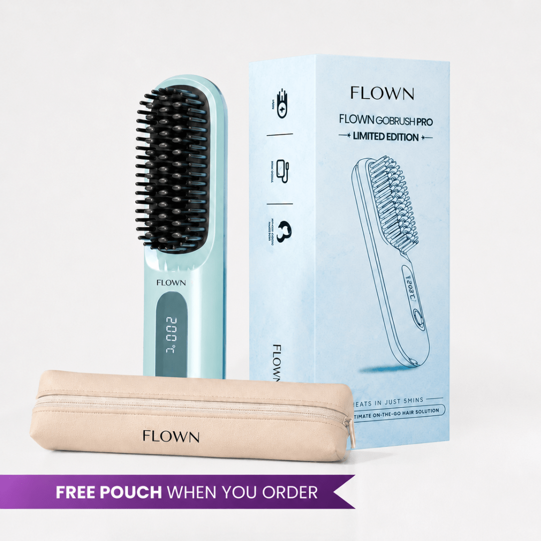 [NEW] FLOWN Portable Straightener Brush - GoBrush PRO + Free Leather Pouch