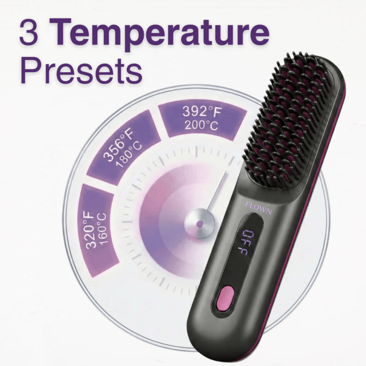 [NEW] FLOWN Portable Straightener Brush - GoBrush PRO + Free Leather Pouch