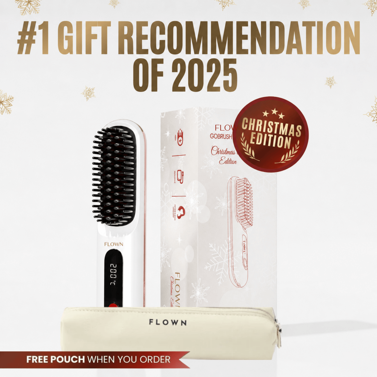 [NEW] FLOWN Portable Straightener Brush - GoBrush PRO + Free Leather Pouch