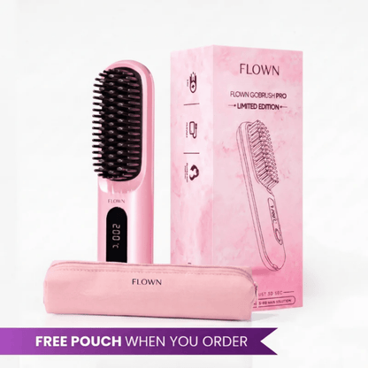 [NEW] FLOWN Portable Straightener Brush - GoBrush PRO + Free Leather Pouch